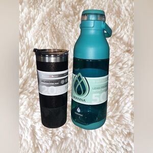 Manna Black Stainless Steel Mug and Teal Tritan Bottle Set